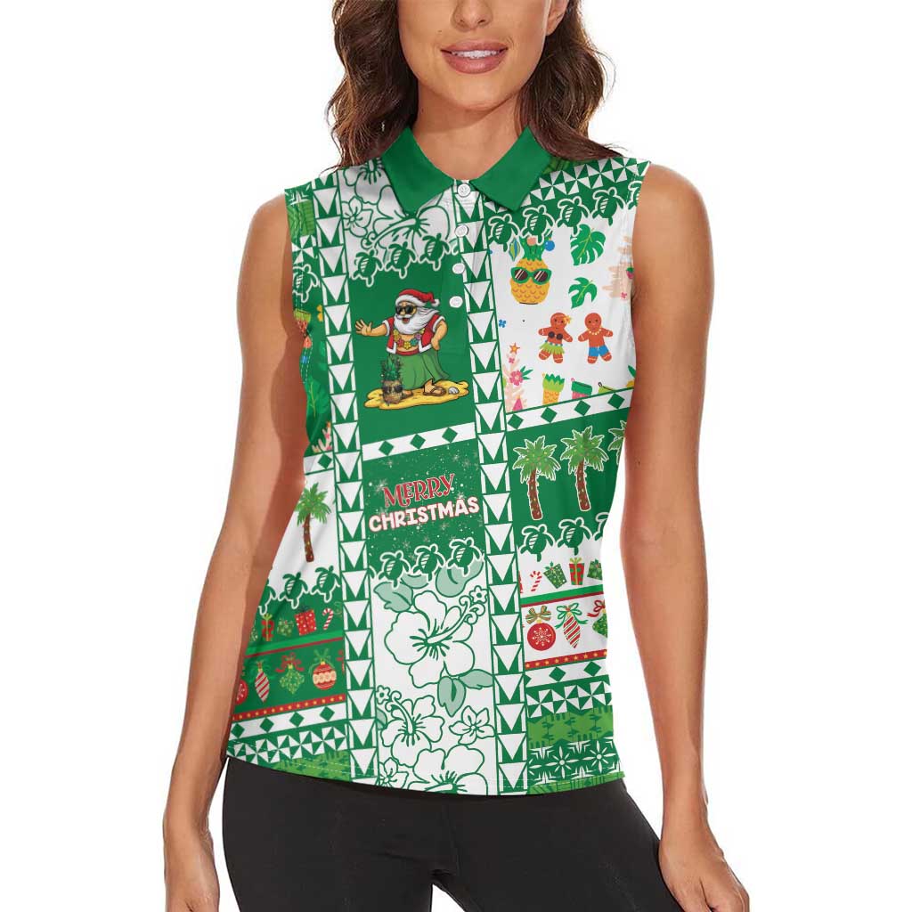 Norfolk Island Christmas Women Sleeveless Polo Shirt Festive Beach Vibes LT05 - Polynesian Pride