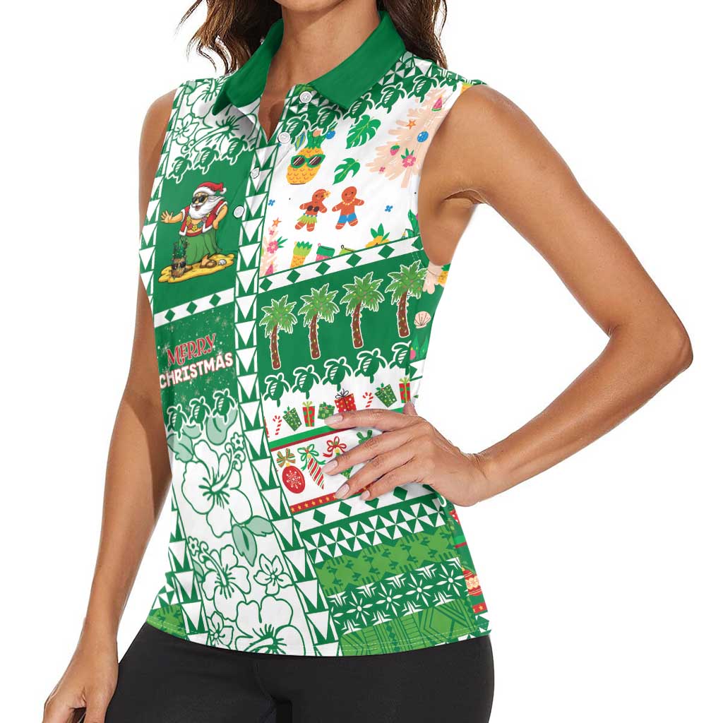 Norfolk Island Christmas Women Sleeveless Polo Shirt Festive Beach Vibes LT05 - Polynesian Pride