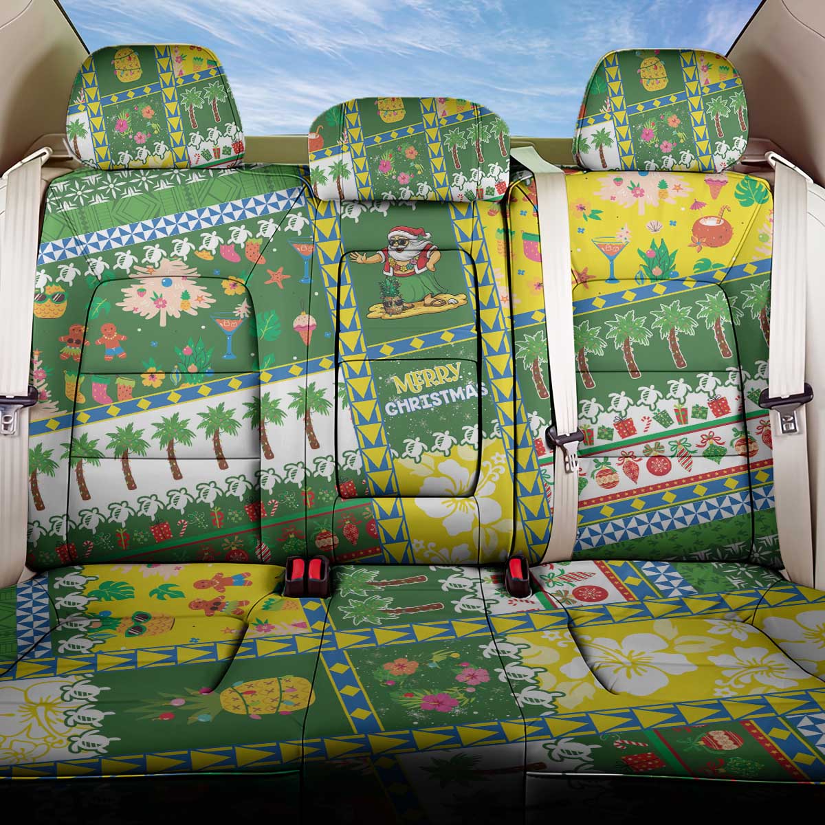 Pitcairn Islands Christmas Back Car Seat Cover Festive Beach Vibes LT05 One Size Colorful - Polynesian Pride