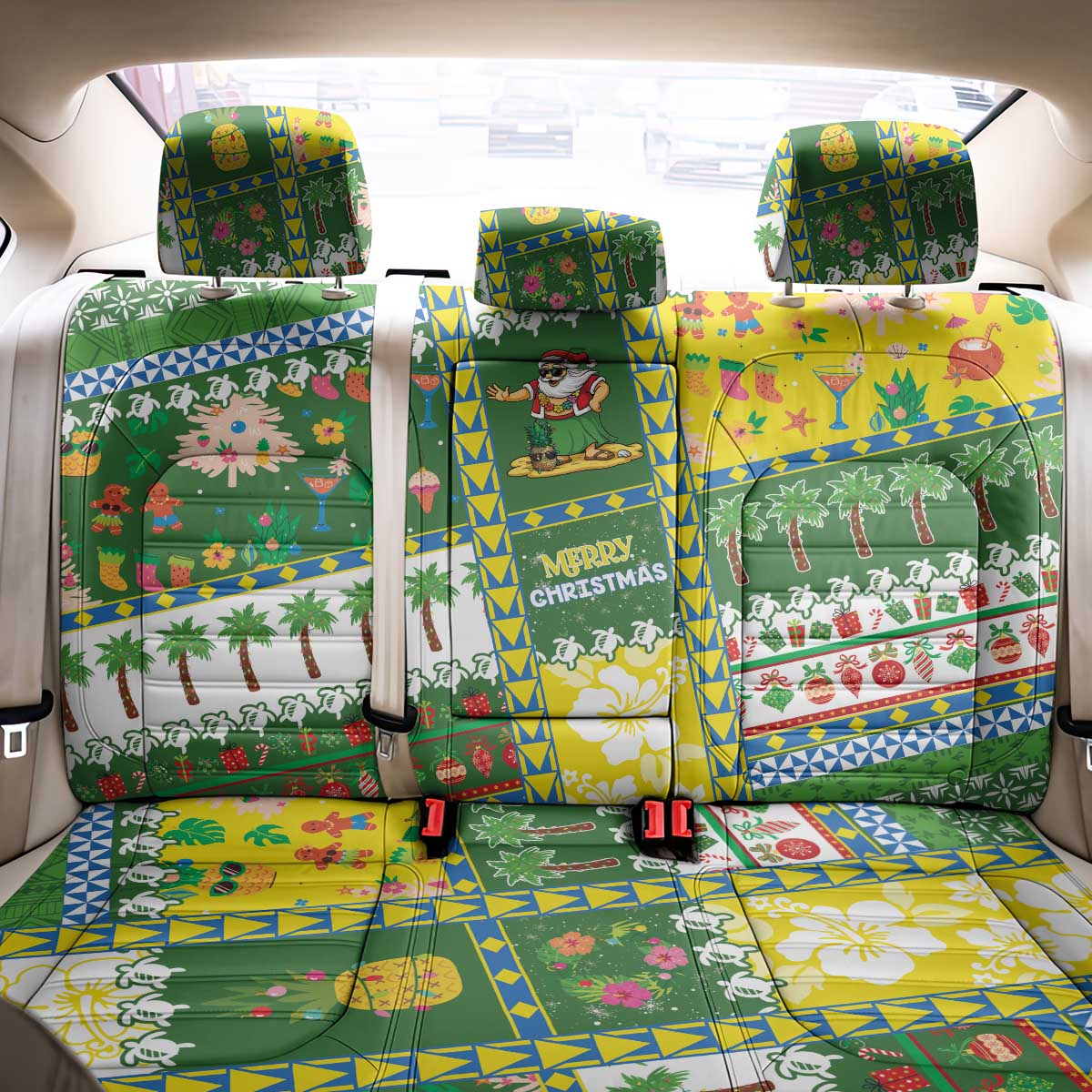 Pitcairn Islands Christmas Back Car Seat Cover Festive Beach Vibes LT05 - Polynesian Pride