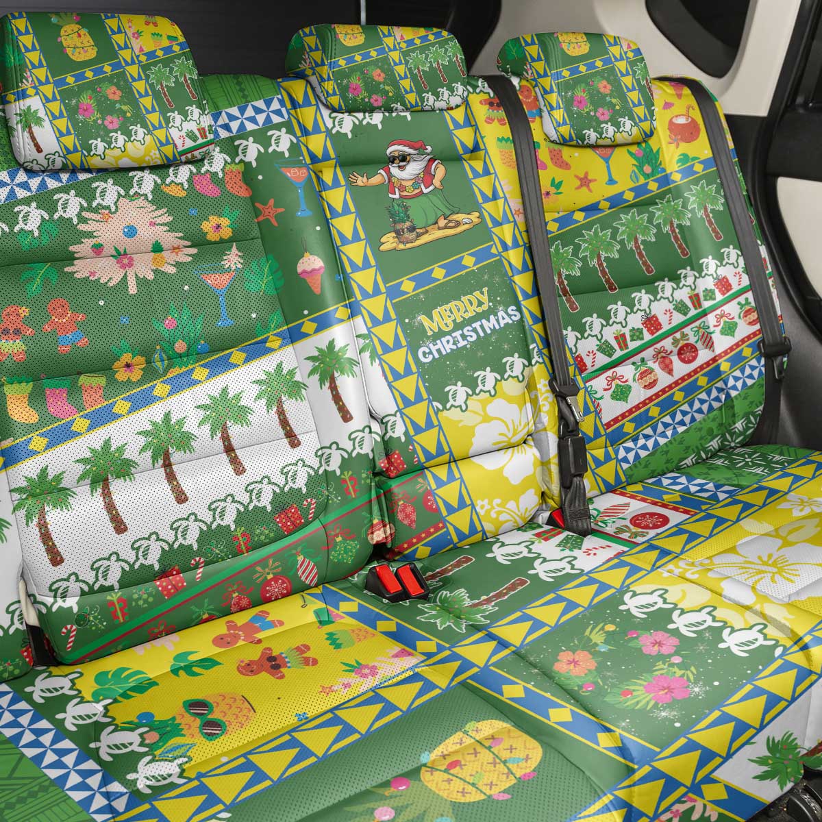 Pitcairn Islands Christmas Back Car Seat Cover Festive Beach Vibes LT05 - Polynesian Pride