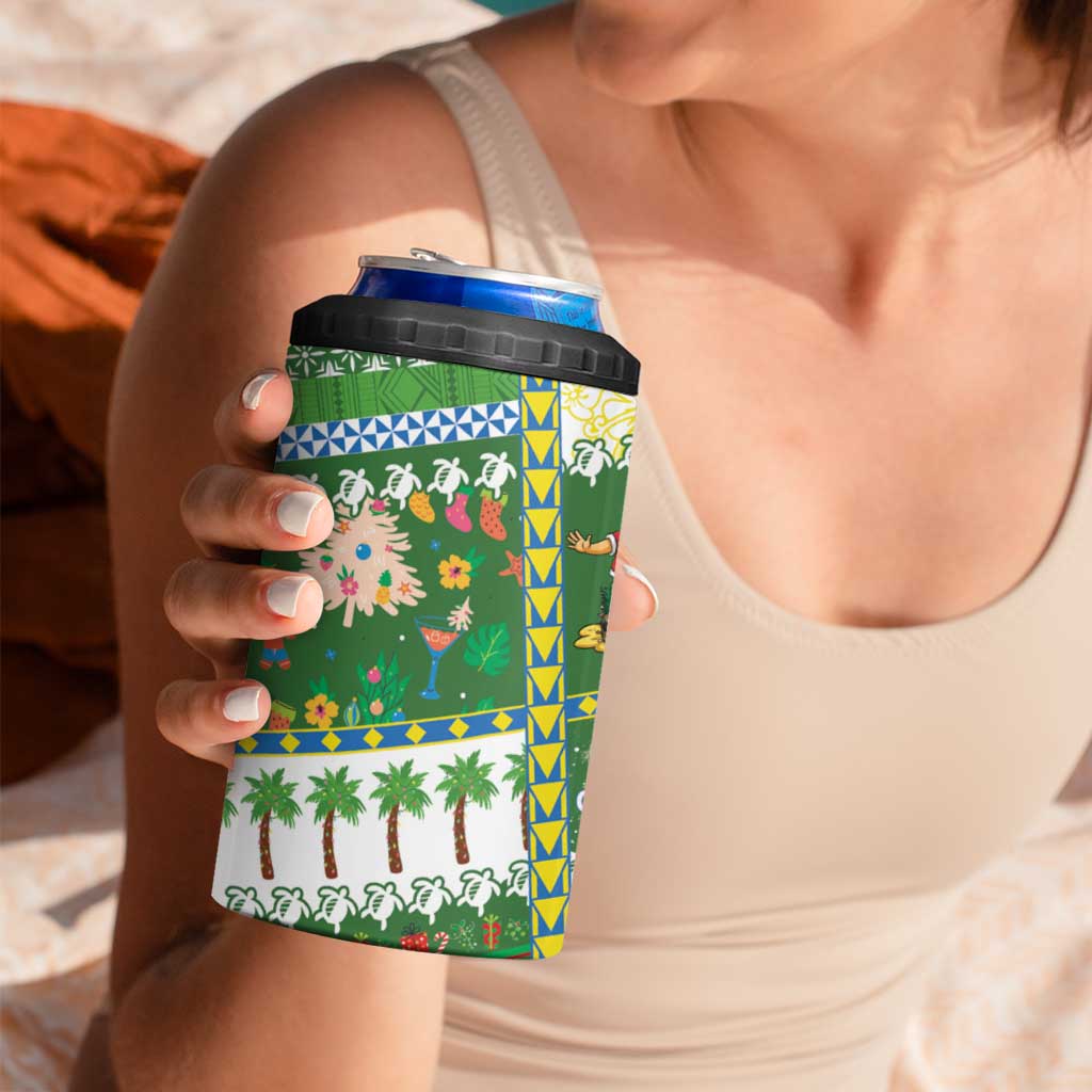 Pitcairn Islands Christmas 4 in 1 Can Cooler Tumbler Festive Beach Vibes - Polynesian Pride