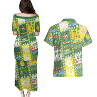 Pitcairn Islands Christmas Couples Matching Puletasi and Hawaiian Shirt Festive Beach Vibes - Polynesian Pride
