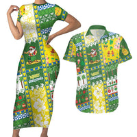 Pitcairn Islands Christmas Couples Matching Short Sleeve Bodycon Dress and Hawaiian Shirt Festive Beach Vibes LT05 Colorful - Polynesian Pride