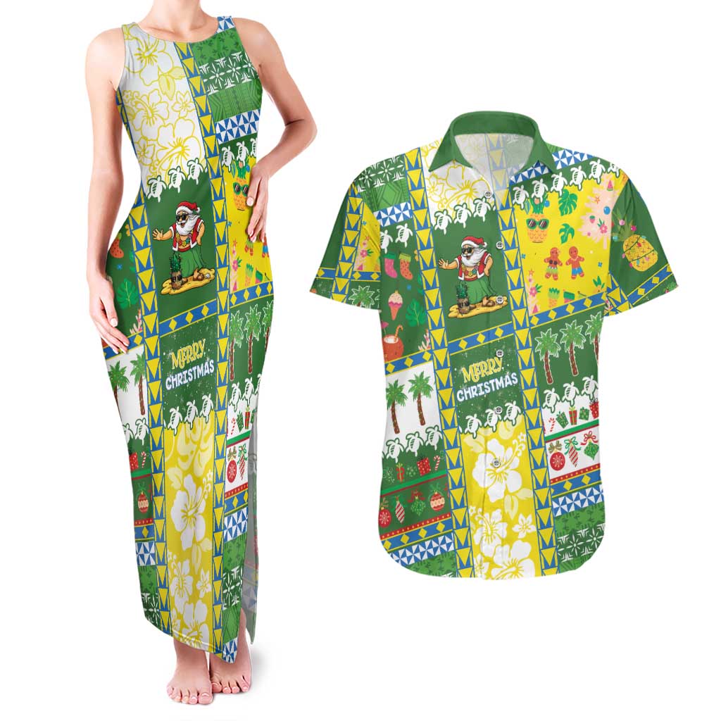 Pitcairn Islands Christmas Couples Matching Tank Maxi Dress and Hawaiian Shirt Festive Beach Vibes - Polynesian Pride