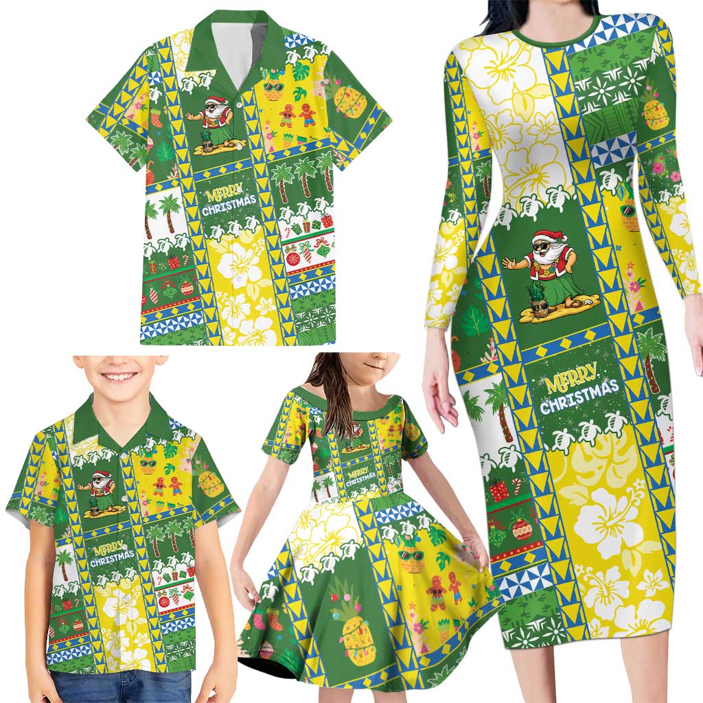 Pitcairn Islands Christmas Family Matching Long Sleeve Bodycon Dress and Hawaiian Shirt Festive Beach Vibes LT05 - Polynesian Pride