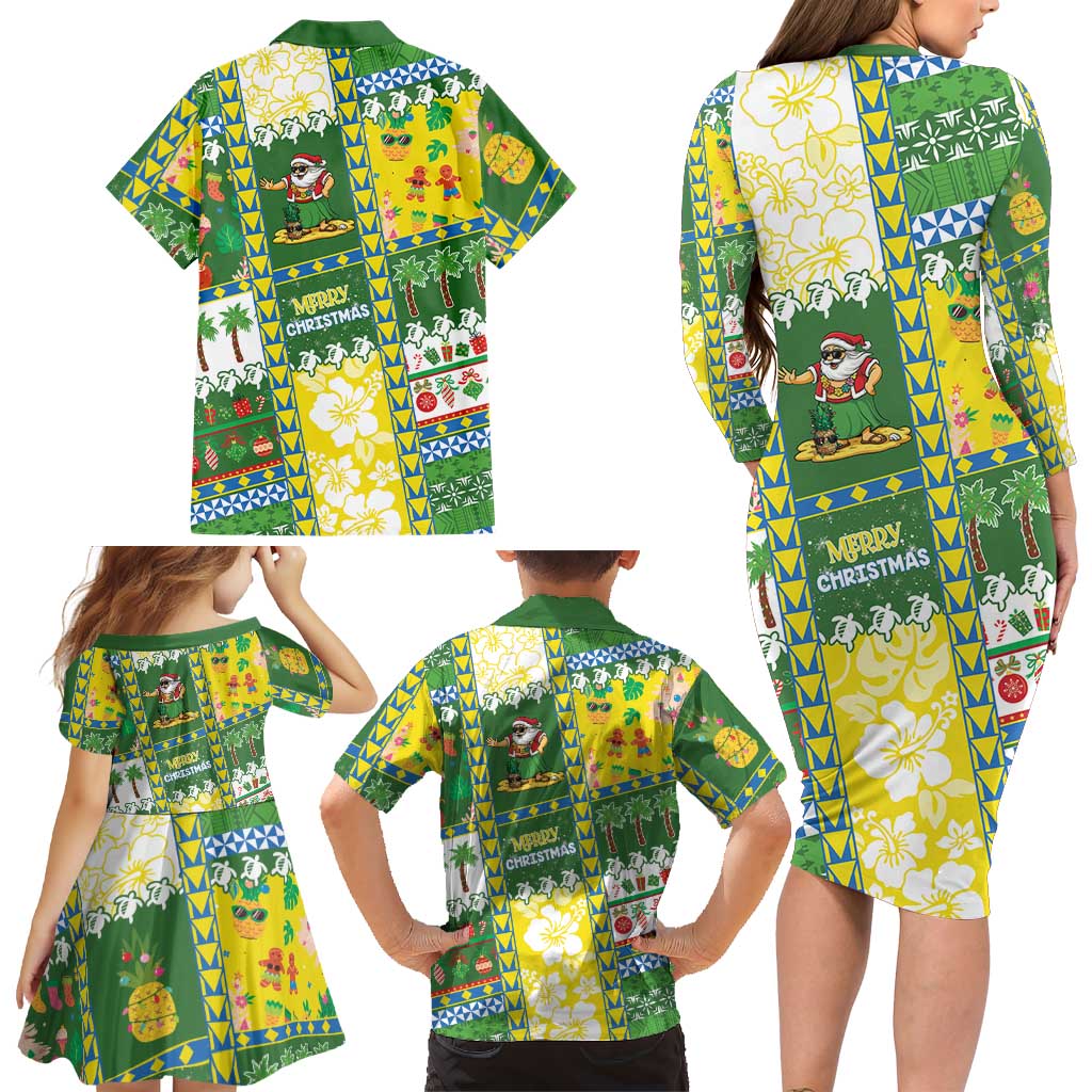 Pitcairn Islands Christmas Family Matching Long Sleeve Bodycon Dress and Hawaiian Shirt Festive Beach Vibes LT05 - Polynesian Pride