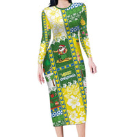 Pitcairn Islands Christmas Family Matching Long Sleeve Bodycon Dress and Hawaiian Shirt Festive Beach Vibes LT05 Mom's Dress Colorful - Polynesian Pride