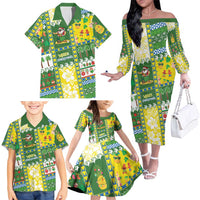 Pitcairn Islands Christmas Family Matching Off The Shoulder Long Sleeve Dress and Hawaiian Shirt Festive Beach Vibes LT05 - Polynesian Pride