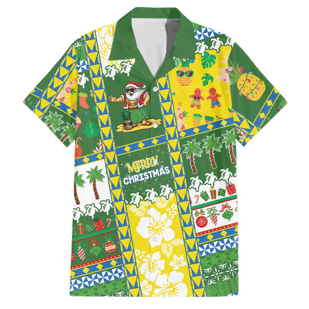 Pitcairn Islands Christmas Family Matching Off The Shoulder Long Sleeve Dress and Hawaiian Shirt Festive Beach Vibes LT05 Dad's Shirt - Short Sleeve Colorful - Polynesian Pride