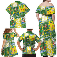 Pitcairn Islands Christmas Family Matching Off Shoulder Maxi Dress and Hawaiian Shirt Festive Beach Vibes LT05 - Polynesian Pride