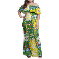Pitcairn Islands Christmas Family Matching Off Shoulder Maxi Dress and Hawaiian Shirt Festive Beach Vibes LT05 Mom's Dress Colorful - Polynesian Pride