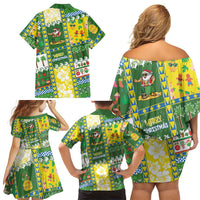 Pitcairn Islands Christmas Family Matching Off Shoulder Short Dress and Hawaiian Shirt Festive Beach Vibes LT05 - Polynesian Pride