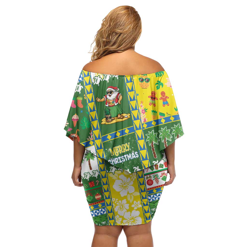 Pitcairn Islands Christmas Family Matching Off Shoulder Short Dress and Hawaiian Shirt Festive Beach Vibes LT05 - Polynesian Pride