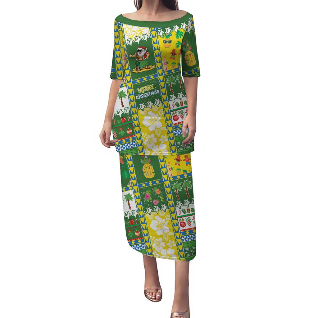Pitcairn Islands Christmas Family Matching Puletasi and Hawaiian Shirt Festive Beach Vibes LT05 Mom's Dress Colorful - Polynesian Pride