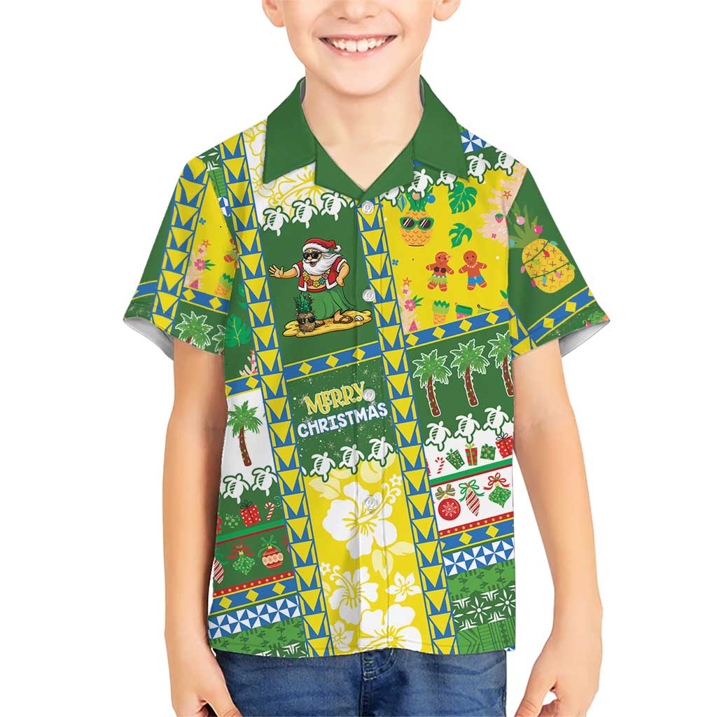 Pitcairn Islands Christmas Family Matching Puletasi and Hawaiian Shirt Festive Beach Vibes LT05 Son's Shirt Colorful - Polynesian Pride
