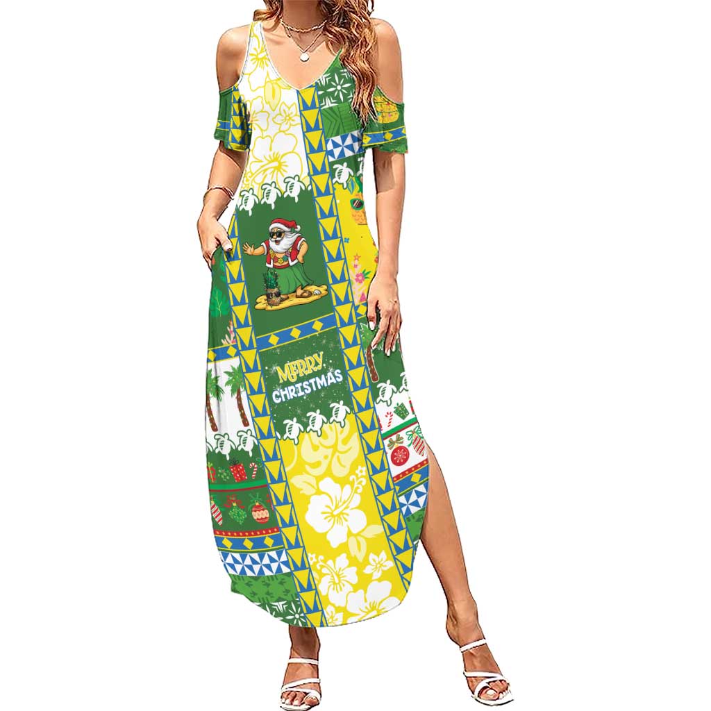 Pitcairn Islands Christmas Family Matching Summer Maxi Dress and Hawaiian Shirt Festive Beach Vibes LT05 Mom's Dress Colorful - Polynesian Pride