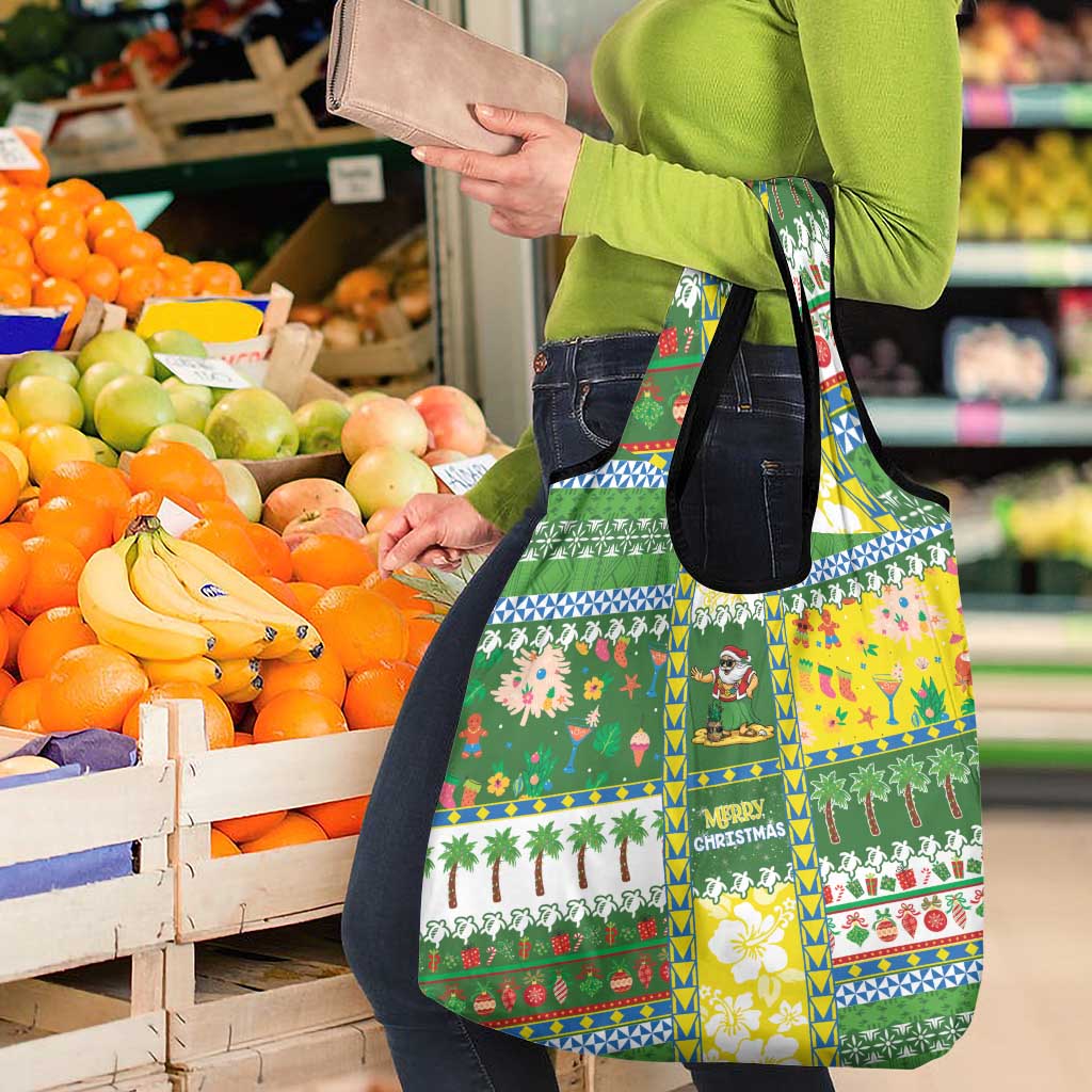 Pitcairn Islands Christmas Grocery Bag Festive Beach Vibes - Polynesian Pride