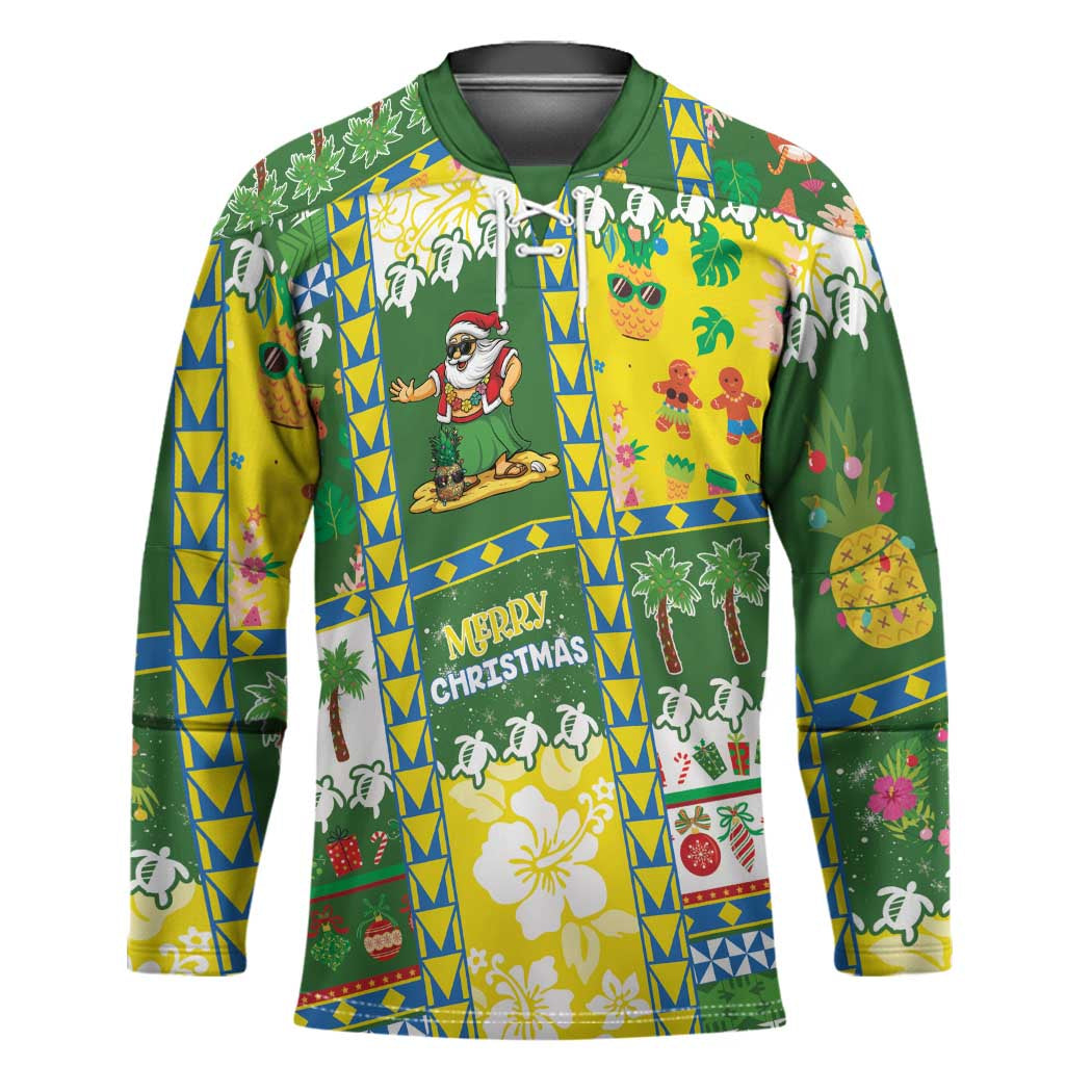 Pitcairn Islands Christmas Hockey Jersey Festive Beach Vibes - Polynesian Pride