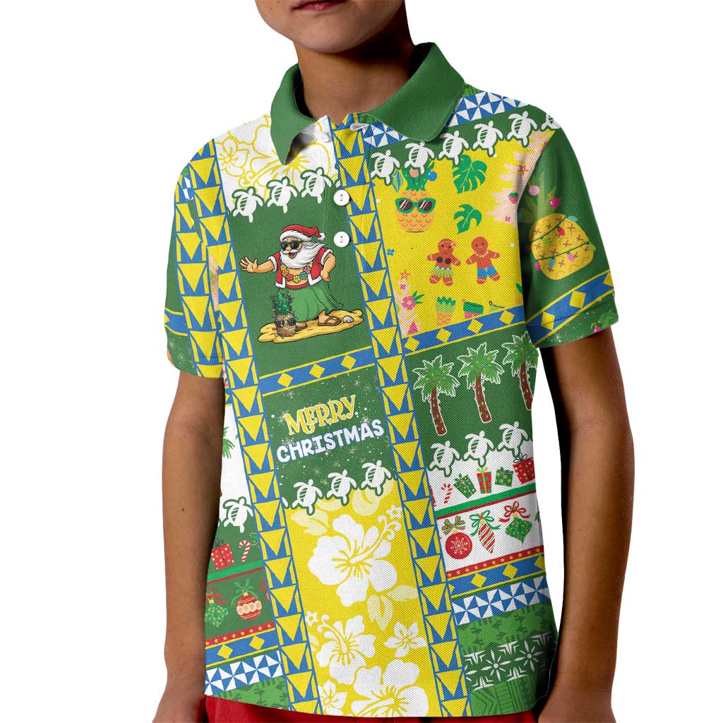 Pitcairn Islands Christmas Kid Polo Shirt Festive Beach Vibes - Polynesian Pride