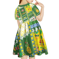 Pitcairn Islands Christmas Kid Short Sleeve Dress Festive Beach Vibes - Polynesian Pride