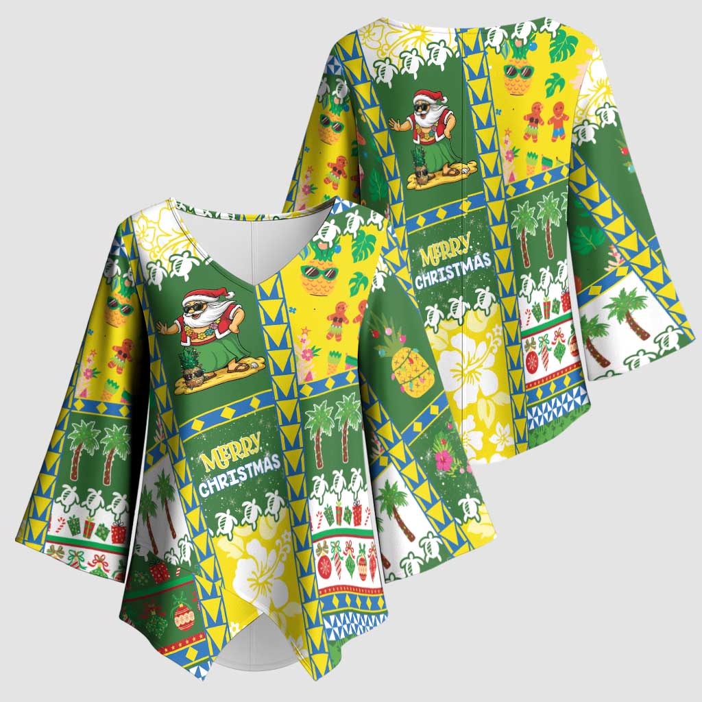 Pitcairn Islands Christmas Kimono Sleeve Blouse Festive Beach Vibes LT05 - Polynesian Pride
