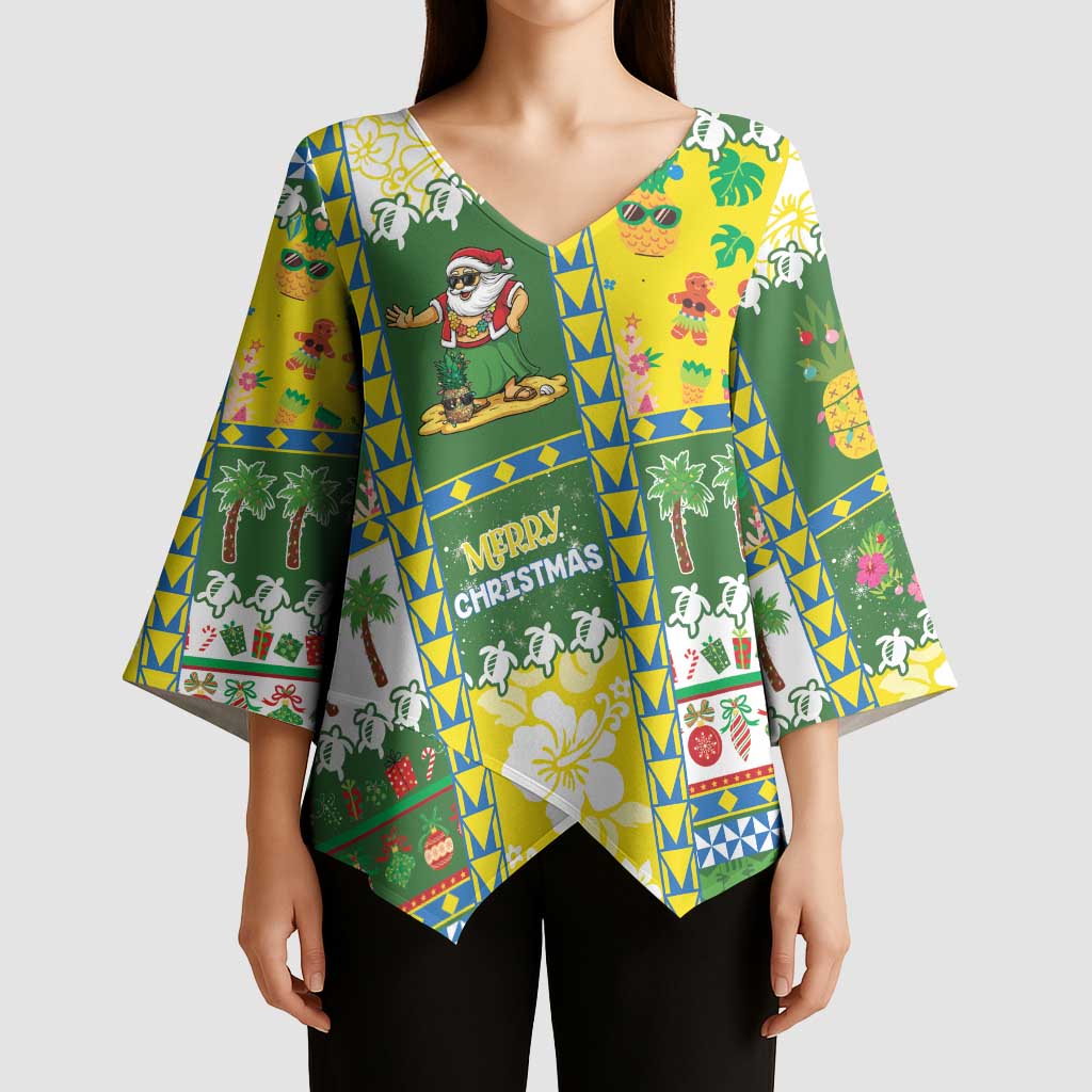 Pitcairn Islands Christmas Kimono Sleeve Blouse Festive Beach Vibes LT05 - Polynesian Pride