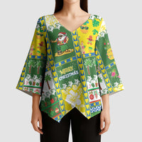 Pitcairn Islands Christmas Kimono Sleeve Blouse Festive Beach Vibes LT05 - Polynesian Pride