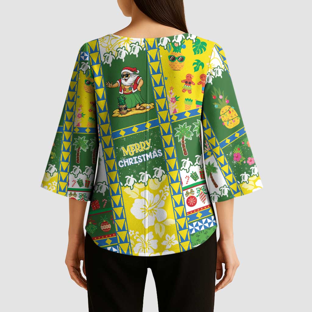 Pitcairn Islands Christmas Kimono Sleeve Blouse Festive Beach Vibes LT05 - Polynesian Pride