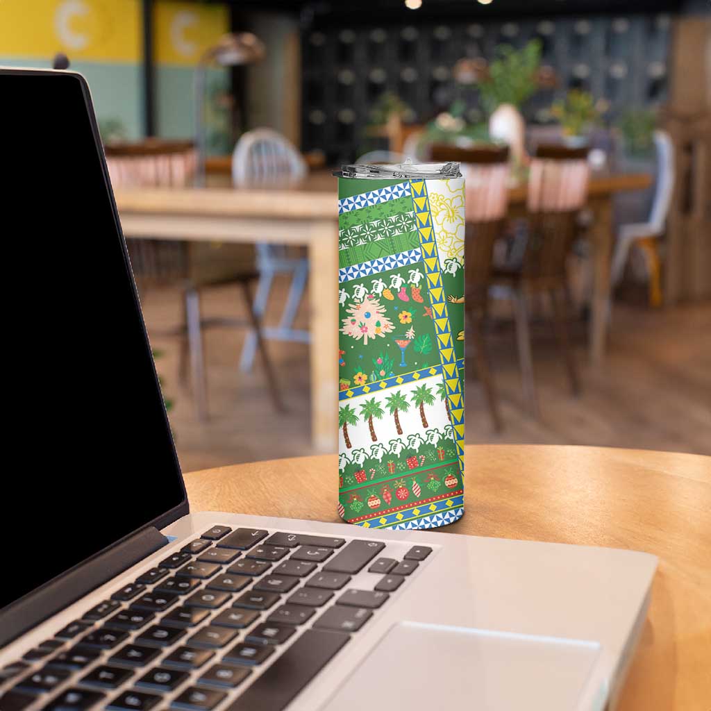 Pitcairn Islands Christmas Skinny Tumbler Festive Beach Vibes - Polynesian Pride