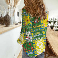 Pitcairn Islands Christmas Women Casual Shirt Festive Beach Vibes - Polynesian Pride