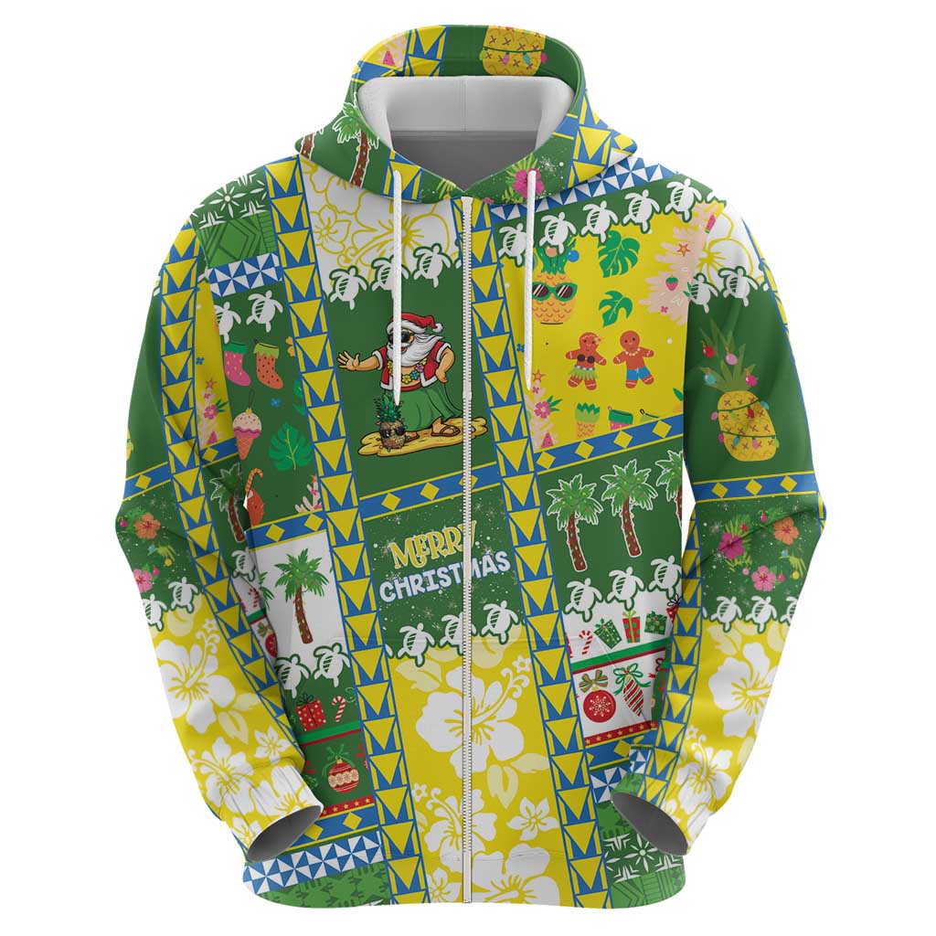 Pitcairn Islands Christmas Zip Hoodie Festive Beach Vibes LT05 - Polynesian Pride
