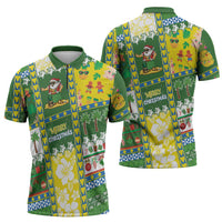 Pitcairn Islands Christmas Zipper Polo Shirt Festive Beach Vibes - Polynesian Pride
