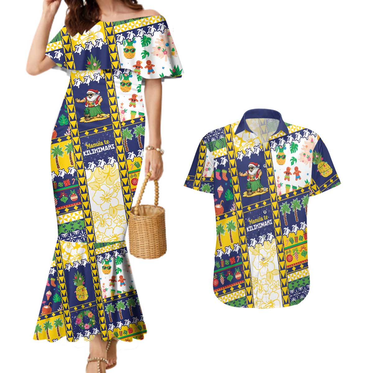 Tokelau Christmas Couples Matching Mermaid Dress and Hawaiian Shirt Festive Beach Vibes LT05 Colorful - Polynesian Pride