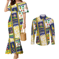 Tokelau Christmas Couples Matching Mermaid Dress and Long Sleeve Button Shirt Festive Beach Vibes LT05 Colorful - Polynesian Pride