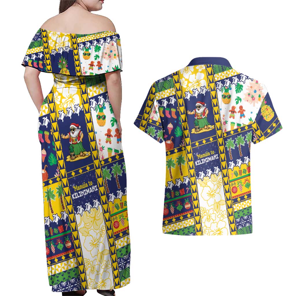 Tokelau Christmas Couples Matching Off Shoulder Maxi Dress and Hawaiian Shirt Festive Beach Vibes LT05 - Polynesian Pride