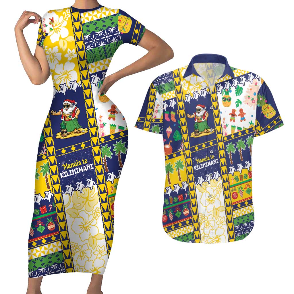 Tokelau Christmas Couples Matching Short Sleeve Bodycon Dress and Hawaiian Shirt Festive Beach Vibes LT05 Colorful - Polynesian Pride
