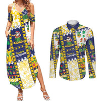 Tokelau Christmas Couples Matching Summer Maxi Dress and Long Sleeve Button Shirt Festive Beach Vibes - Polynesian Pride