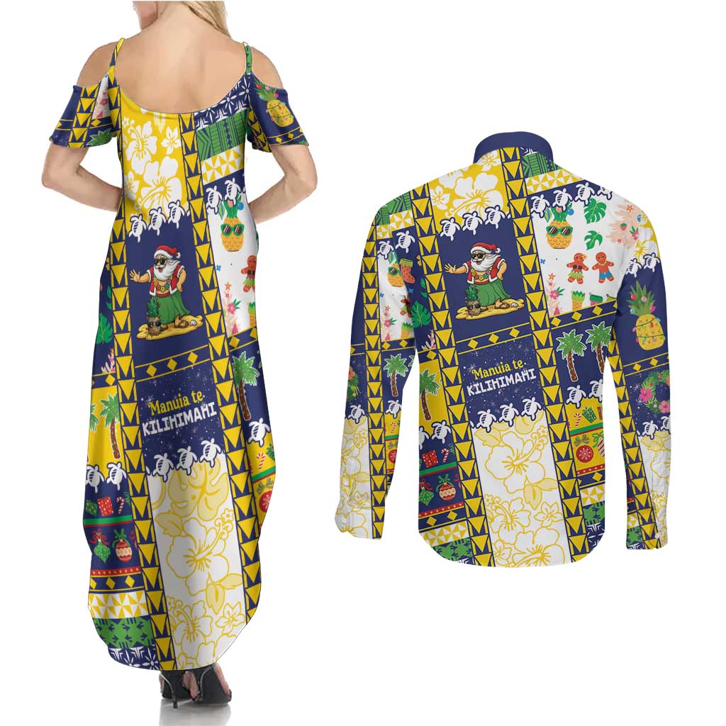 Tokelau Christmas Couples Matching Summer Maxi Dress and Long Sleeve Button Shirt Festive Beach Vibes - Polynesian Pride