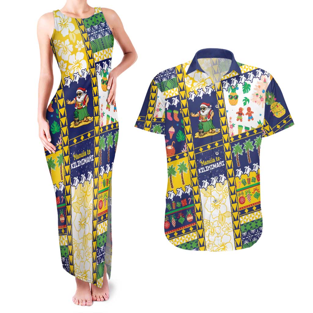 Tokelau Christmas Couples Matching Tank Maxi Dress and Hawaiian Shirt Festive Beach Vibes LT05 Colorful - Polynesian Pride