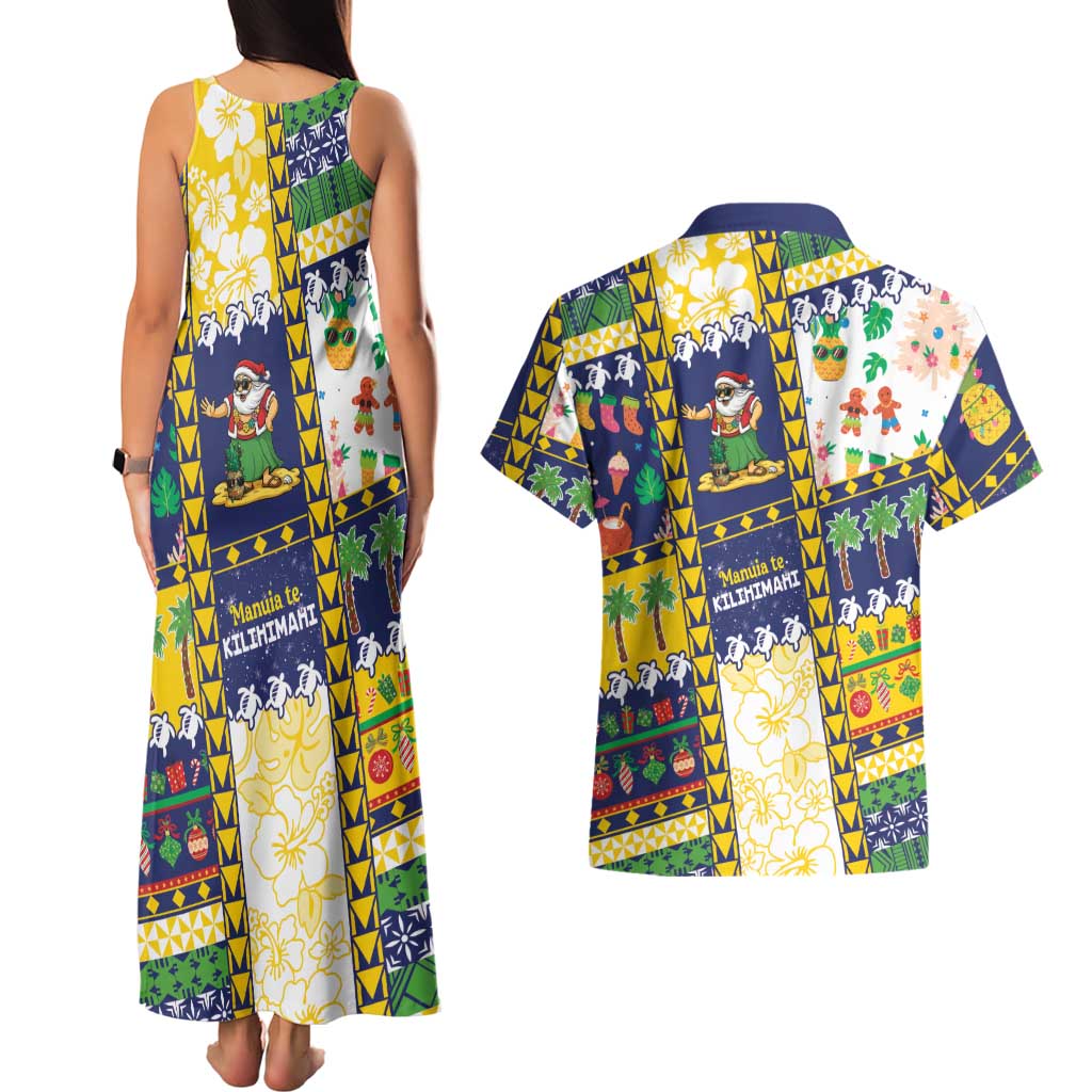 Tokelau Christmas Couples Matching Tank Maxi Dress and Hawaiian Shirt Festive Beach Vibes LT05 - Polynesian Pride
