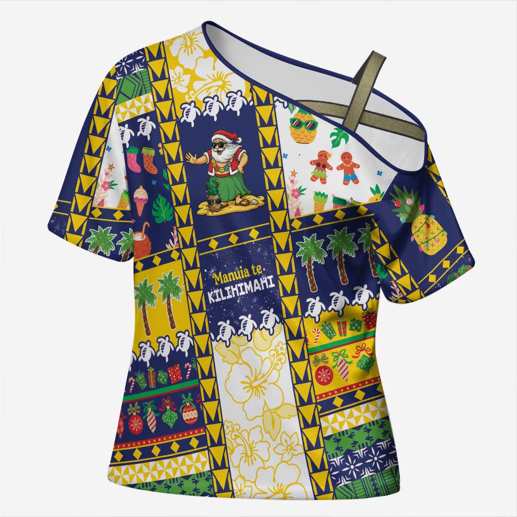 Tokelau Christmas Cross Shoulder Shirt Festive Beach Vibes LT05 Female Colorful - Polynesian Pride