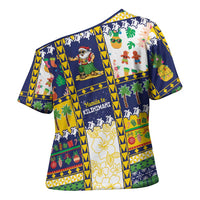 Tokelau Christmas Cross Shoulder Shirt Festive Beach Vibes LT05 - Polynesian Pride