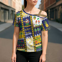 Tokelau Christmas Cross Shoulder Shirt Festive Beach Vibes LT05 - Polynesian Pride