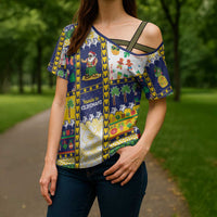 Tokelau Christmas Cross Shoulder Shirt Festive Beach Vibes LT05 - Polynesian Pride