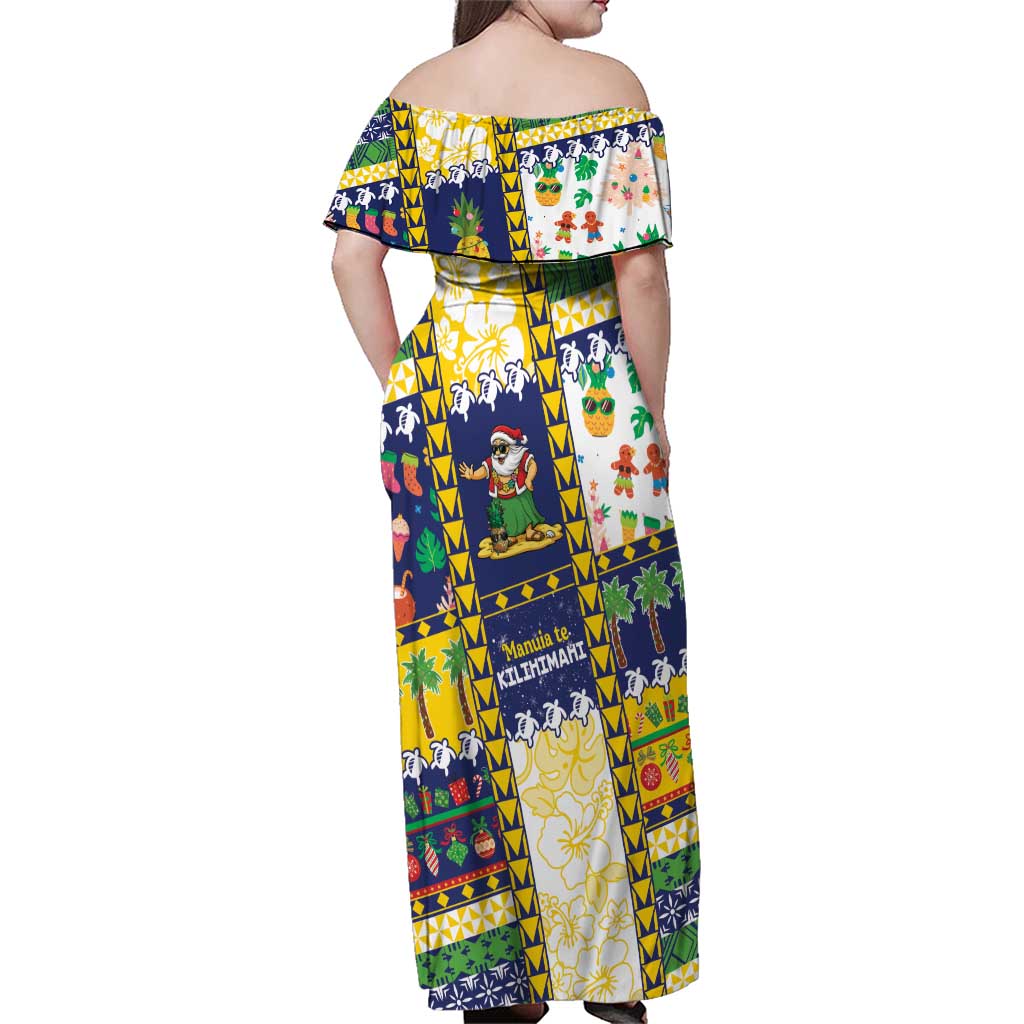 Tokelau Christmas Family Matching Off Shoulder Maxi Dress and Hawaiian Shirt Festive Beach Vibes LT05 - Polynesian Pride