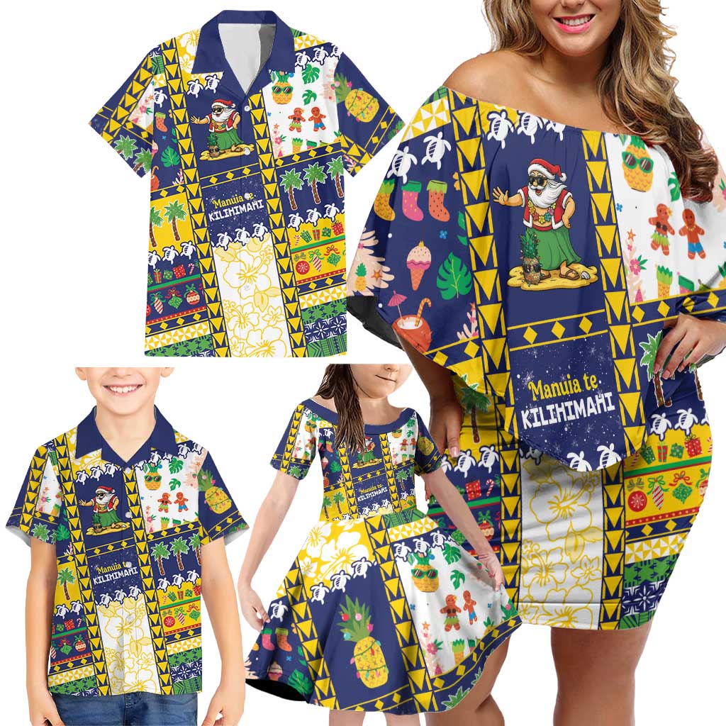 Tokelau Christmas Family Matching Off Shoulder Short Dress and Hawaiian Shirt Festive Beach Vibes - Polynesian Pride