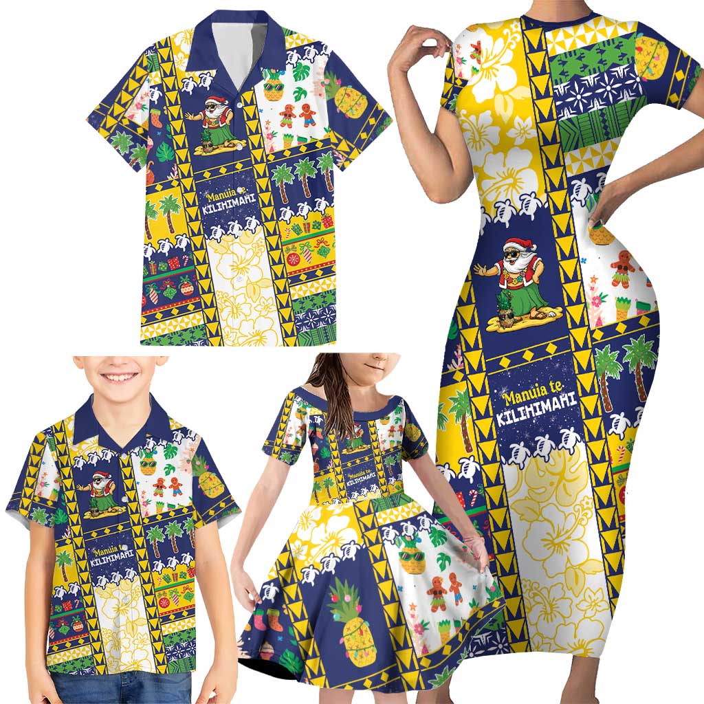 Tokelau Christmas Family Matching Short Sleeve Bodycon Dress and Hawaiian Shirt Festive Beach Vibes - Polynesian Pride
