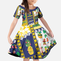 Tokelau Christmas Family Matching Summer Maxi Dress and Hawaiian Shirt Festive Beach Vibes LT05 Daughter's Dress Colorful - Polynesian Pride