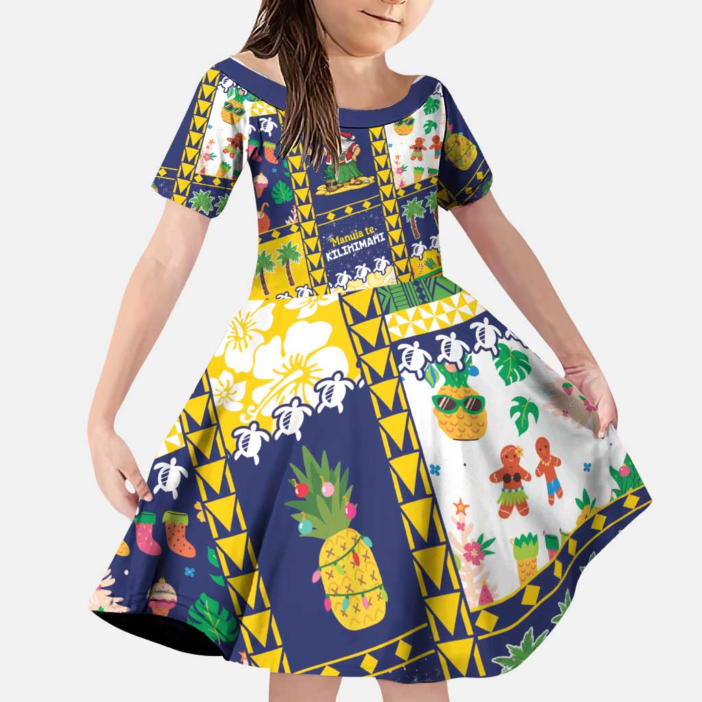 Tokelau Christmas Family Matching Tank Maxi Dress and Hawaiian Shirt Festive Beach Vibes LT05 Daughter's Dress Colorful - Polynesian Pride